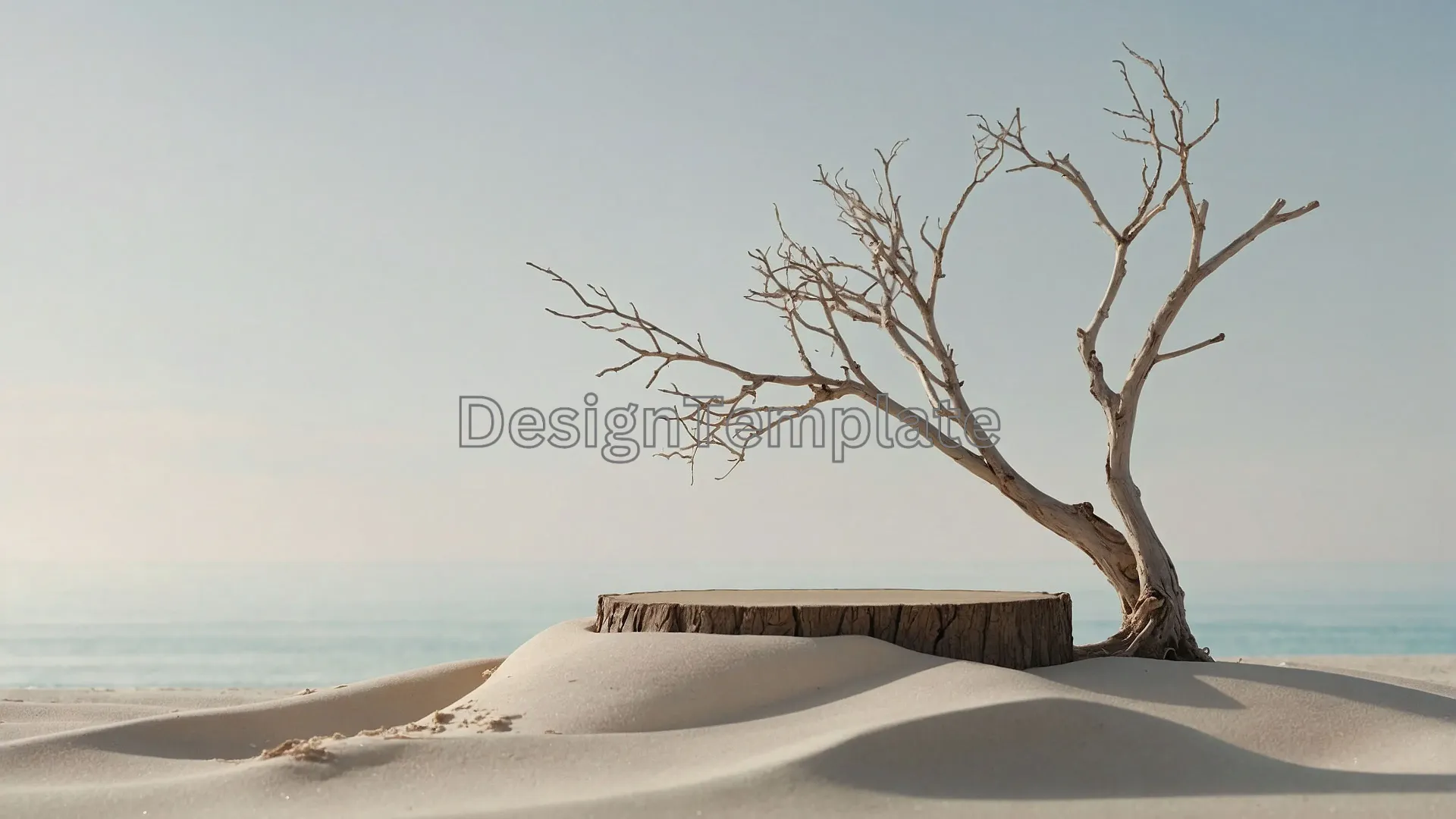 Lone Tree Frame Deserted Beach Texture
